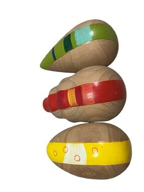 Wooden Egg Shakers Set Rhythm Instrument Montessori Sensory Toy Natural Wood